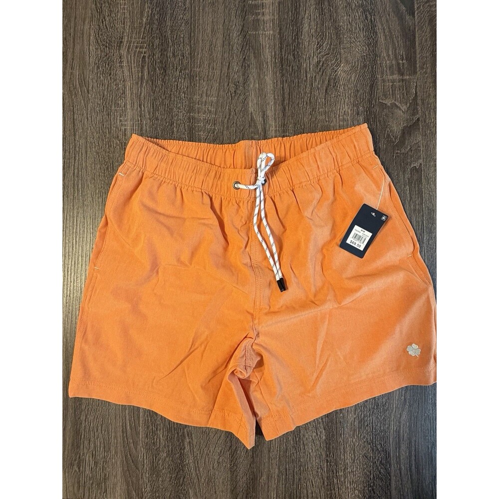 NWT Lucky Brand Drawstring Swim Trunks Orange Shorts Mens Medium (Lined)